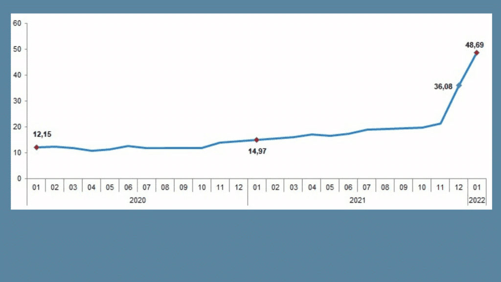 Enflasyon yükselmeye devam ediyor: Yıllık 48,69