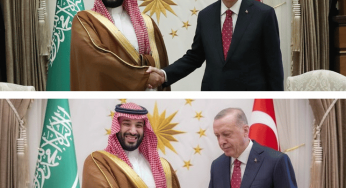 Which photo of the Saudi Prince and Erdoğan depicts the situation the best?