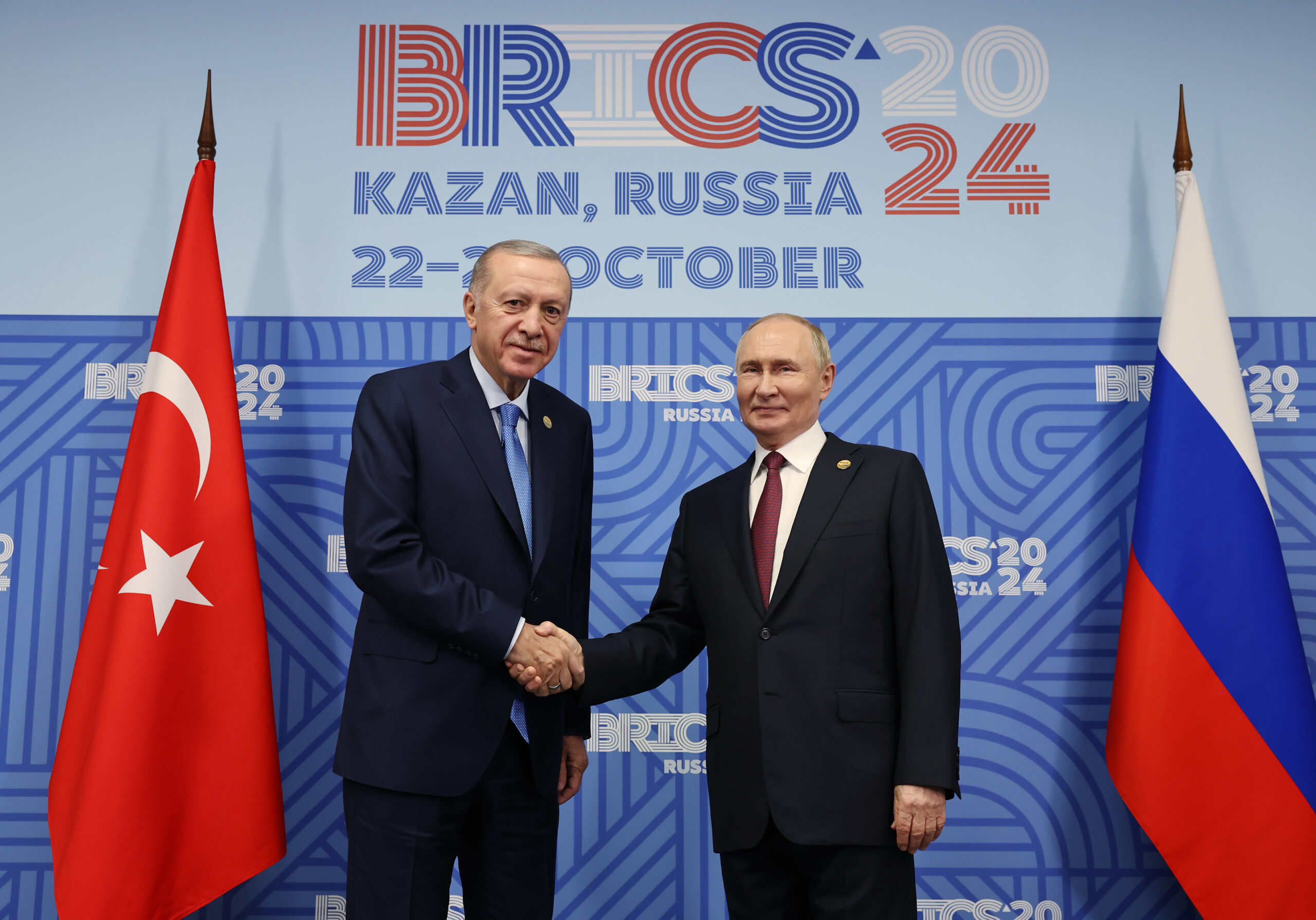 Turkish President Erdogan meets with Russian President Putin on the occasion of the BRICS Summit